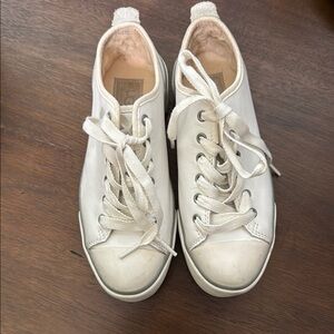 UGG White Leather Sneakers Lace-Up